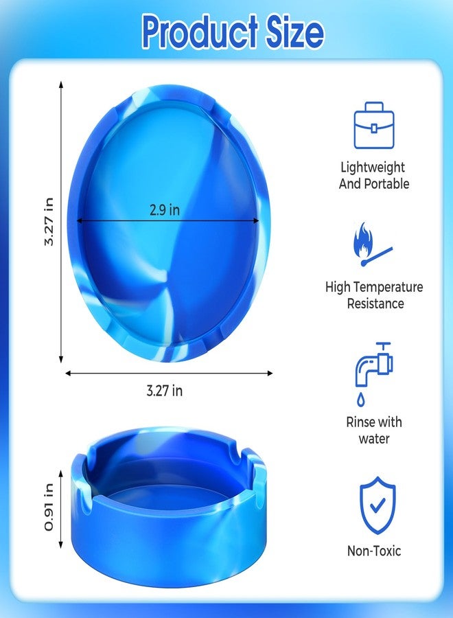 Threlaco 12 Pcs Ash Tray Silicone Ashtray Round Colorful Unbreakable Cigar Ashtrays for Home Hotel Office Outdoor Indoor Patio, 4 Colors - Image 2